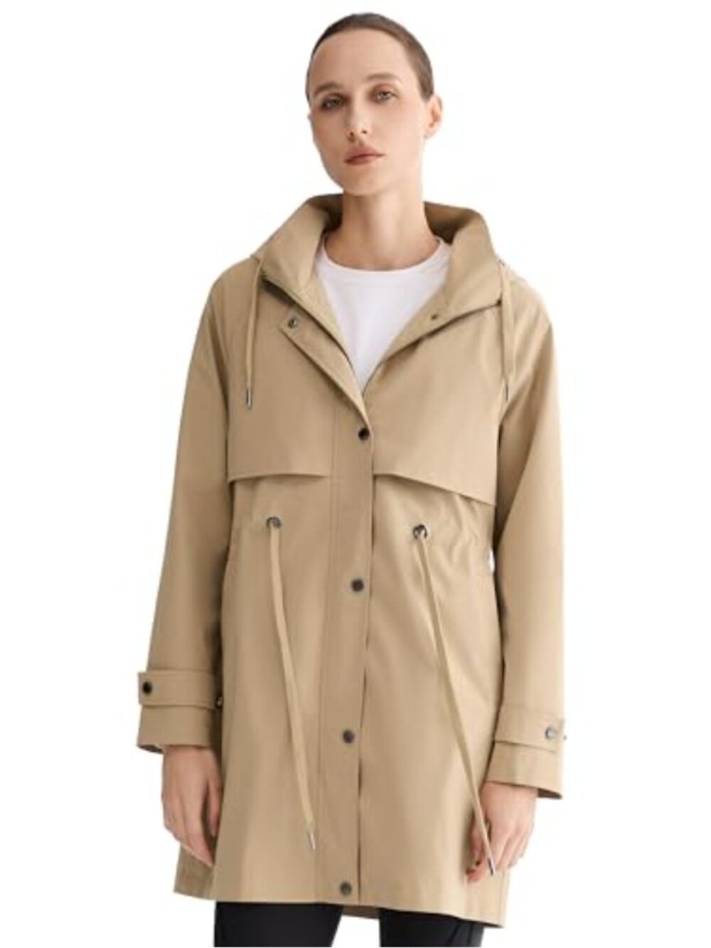 Waterproof Hooded Rain Jacket Lightweight Trench Coat Windbreaker Active Outdoor